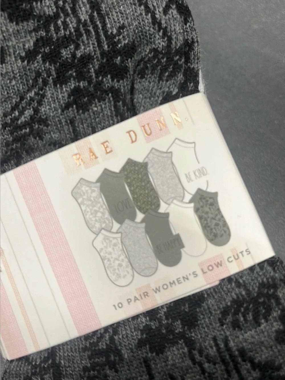 Rae Dunn Women's Low Cut Socks -  Gray white charcoal (10 Pair)